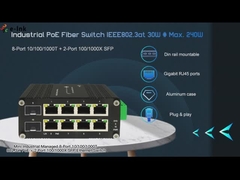 Interruptor controlado industrial 8x10/100/1000T do ponto de entrada do trilho do ruído 802.3at + 2x100/1000X SFP
