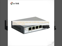 5 portas 10/100M PoE switch com 1x 60W alta potência PoE porta & 1x SC Fiber Uplink