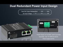 Mini Conversor de Mídia Ethernet Industrial 1-Porta 100/1000X SFP para 2-Portas 10/100/1000T Suporta Full/H