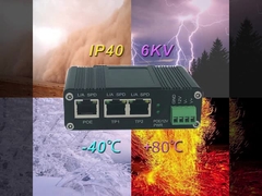 Industrial IEEE802.3af/at PoE Splitter com função de interruptor de 2 portas, tensão de saída 12VDC com distância