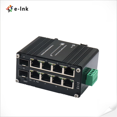 PoE Switch 8 Port 10/100/1000T 802.3at 30W para 2-Port 100/1000X Din Rail Managed Switch