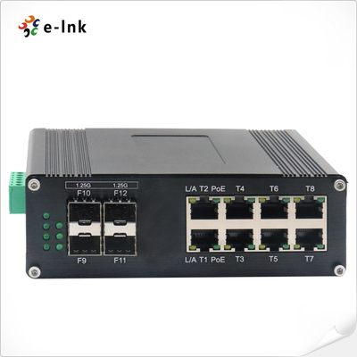 O ponto de entrada 8 portuário endurecido controlou o interruptor de rede com caso IP40 de alumínio