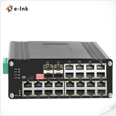 Din Rail Managed Switch 24 Port 10/100/1000T 802.3at PoE para 4-Port 1000X Gigabit SFP