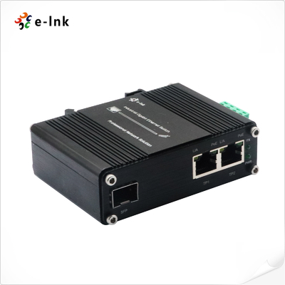 Fibra Gigabit Media Converter Industrial 2-Port 10/100/1000T 802.3at 60W Para 1-Port 100/1000X SFP