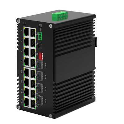 Industrial Gigabit Managed Switch 16 Port 10/100/1000T 802.3at PoE Com 4 Portos 1000X SFP