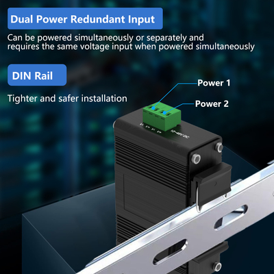 Mini Industrial 10/100Base-T para 100Base-X SFP Fibra Ethernet Media Converter com 1Ch RS232/RS485/RS422