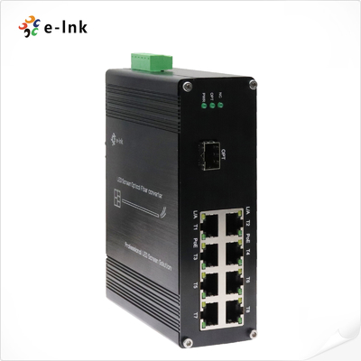 Conversor de Fibra de Ecrã LED com 1x10G SFP+ Fibra Port + 8 x 10/100/1000M Ethernet RJ45 Portes