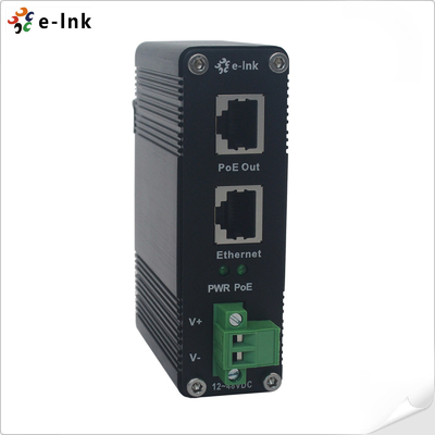 12~48 V de entrada de energia de corrente contínua Gigabit industrial PoE+ injetor
