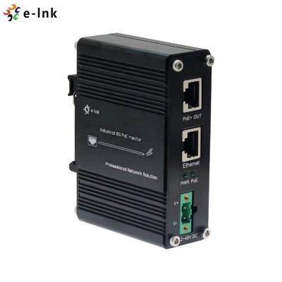 12~48V de entrada de potência de corrente contínua Industrial 10G PoE+ injetor
