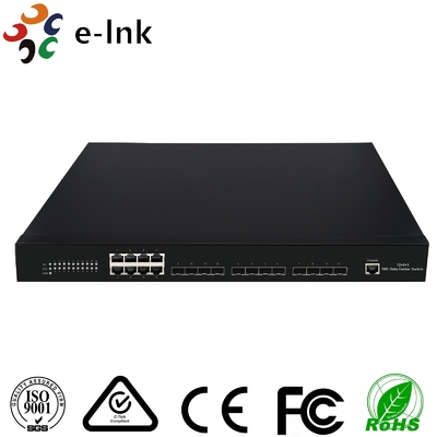 12 portas 10G SFP+ Fibra + 8 portas 10/100/1000M RJ45 de cobre Switche de Fibra Ethernet gerenciado