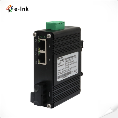 Mini Industrial 1-Port 100Base-FX para 2-Port 10/100Base-T 60W PoE++ Media Converter