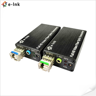 Extensor de fibra óptica DVI tipo mini com áudio estéreo externo
