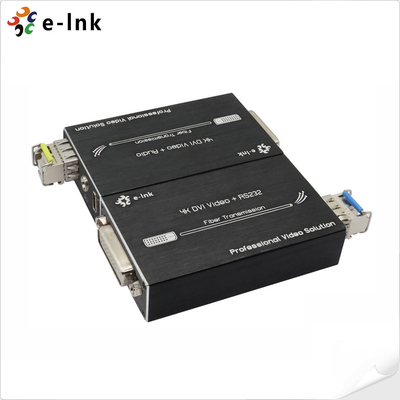 Mini extensor de fibra óptica 4K DVI com áudio estéreo