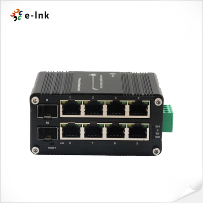 Mini Industrial gerenciado 8-Port 10/100/1000T + 2-Port 100/1000X SFP Ethernet Switch