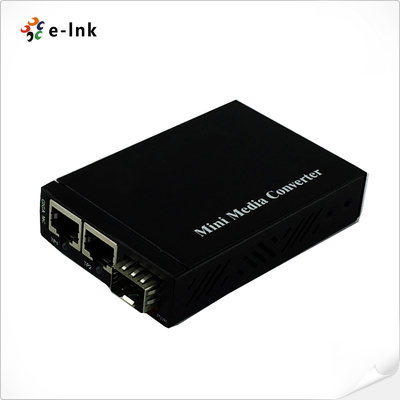 Mini Conversor de Mídia Gigabit Ethernet de 2x RJ45 10/100/1000Base-T para 1x Slot SFP 1000Base-X