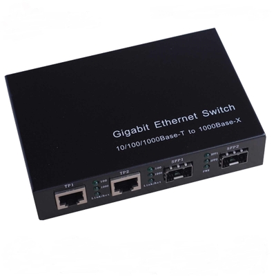 10/100/1000M Media Converter 2-TX + 2-FX ((SFP) Port Fiber Switch