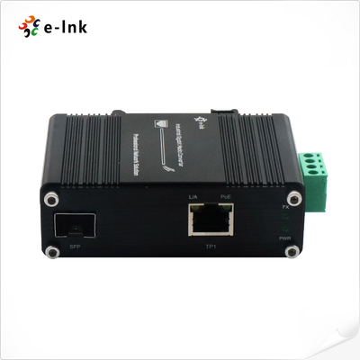 Mini Industrial 1-Port 100/1000X SFP para 1-Port 10/100/1000T 60W PoE++ Media Converter
