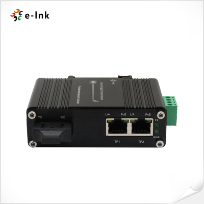 Mini Industrial 1-Port 1000X para 2-Port 10/100/1000X 30W PoE + Media Converter
