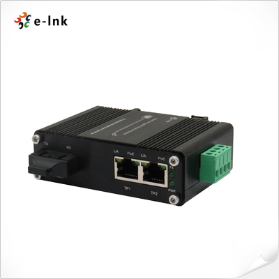 Mini Industrial 1-Port 1000X para 2-Port 10/100/1000Base-T 60W PoE++ Media Converter