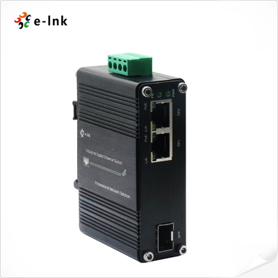 Mini Industrial 1-Port 100/1000X SFP para 2-Port 10/100/1000T 30W PoE+ Media Converter