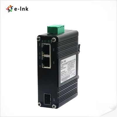 Mini Industrial 1-Port 100/1000X SFP para 2-Port 10/100/1000T 90W PoE++ Media Converter