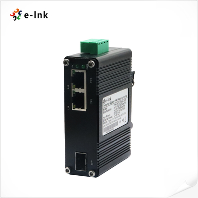 Mini Industrial 1-Port 100/1000X SFP para 2-Port 10/100/1000T Ethernet Media Converter