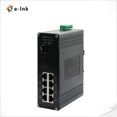 Interruptor Ethernet base-X de 8 portas industriais 10/100/1000T 802.3bt PoE + 1 porta 100/1000