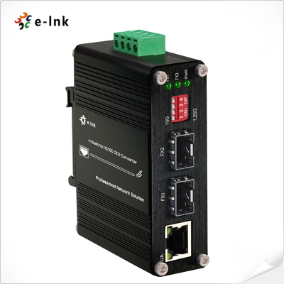 Conversor industrial 1G/10G SFP+ para SFP+ OEO (3R Repeater) com função de conversor de mídia Ethernet 1G
