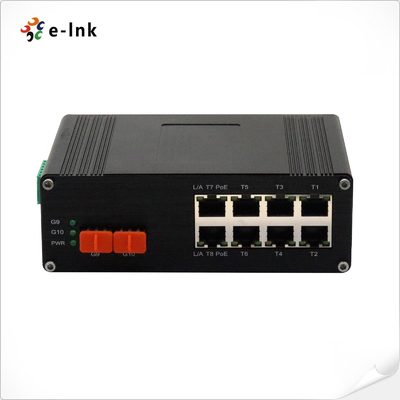 Switch Ethernet Industrial 8 Portas 10/100/1000M/2.5G 802.3bt PoE + 2 Portas 10G SFP+