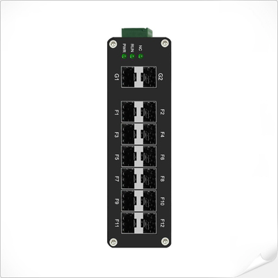 Comutador de fibra de vidro industrial L2+ gerenciado com 12 portas 1000X SFP + 2 portas 1000X SFP