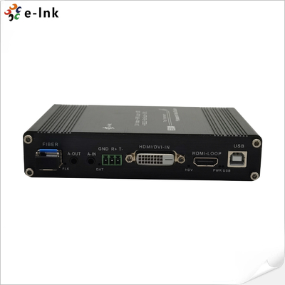 1Ch 1080P DVI + USB KVM + 1Ch RS232 + 1Ch Bidi Stereo Audio + 1Ch GPIO sobre Extensor de Fibra