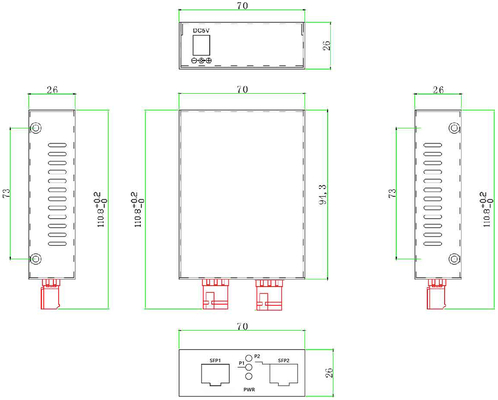 Conversor de mídia Gigabit SFP para SFP
