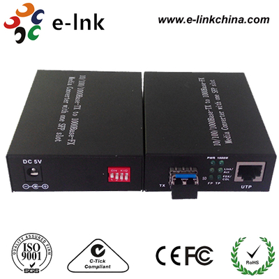 10/100/1000M Gigabit Ethernet Media Converter Slot SFP com DIP Switch