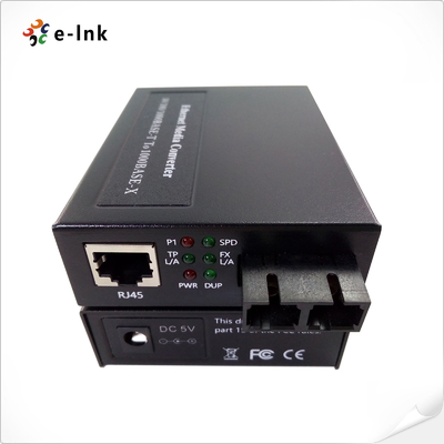 10/100/1000BASE-T para 1000BASE-FX Convertidor de Fibra de Mídia com fonte de alimentação incorporada