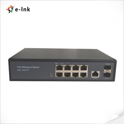 Switch Gigabit Gerenciado de 8 Portas + 2 Portas SFP com detecção automática IEEE 802.3af/at POE/POE+ e POE passivo de 24V