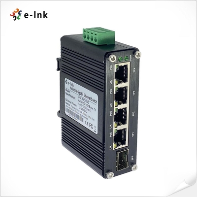 Mini Industrial 4-Port 10/100/1000T 802.3at PoE + 1-Port 100/1000X SFP Ethernet Switch with 4 x RJ45 Connectors