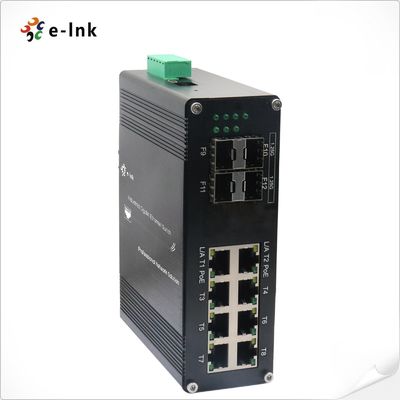 Industrial L2+ 8 portas 10/100/1000T 802.3at PoE + 4 portas 1000X SFP switch Ethernet gerenciado