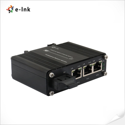 Mini Switch Ethernet Industrial 3 Portas 10/100/1000T 802.3at PoE + 1 Porta 1000X SC com Entrada 12~48VDC e Booster de Tensão