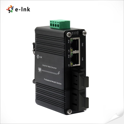 Mini Industrial 2-Port 10/100/1000T 802.3at PoE + 2-Port 100/1000Base-X SFP Ethernet Switch com função de reforço de potência de 12 ~ 48VDC