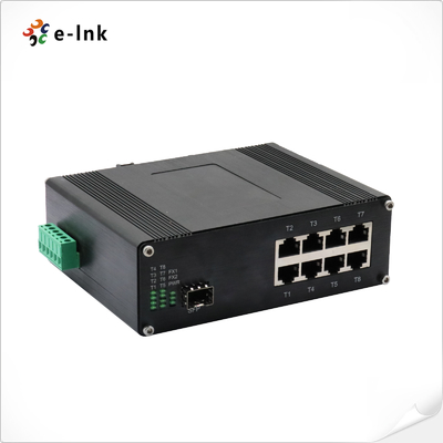 Switch Ethernet Industrial de 8 Portas 10/100/1000T 802.3bt PoE + 1 Porta 100/1000Base-X Suporta Full/Half-duplex, Auto-negociação, Auto MDI/MDIX