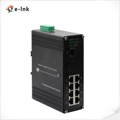 Switch Ethernet Industrial de 8 Portas 10/100/1000T 802.3bt PoE + 1 Porta 100/1000Base-X Suporta Instalação em Trilho DIN