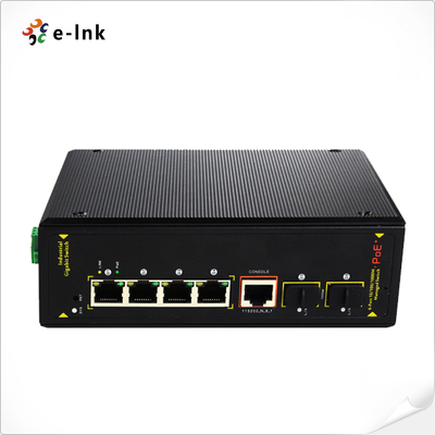 4 portas industriais não gerenciadas 10/100/1000T UPoE (60W de alta potência) + 2 portas 1000X SFP Ethernet Switch