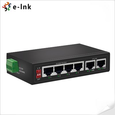 4 portas 10/100BASE-T PoE + 2 portas 100BASE-T Uplink Industrial 250m PoE Switch