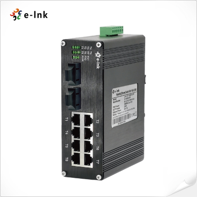Industrial 8-Port 10/100/1000T 802.3bt PoE + 2-Port 100/1000BASE-X Ethernet Switch com orçamento total de energia PoE até 360W máximo