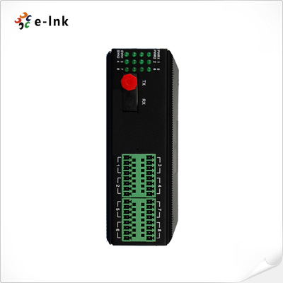 Conversor de Contato Seco 1~16Ch Industrial DIN-Rail via Fibra Óptica