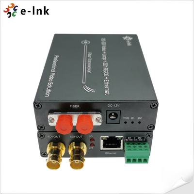 12G-SDI para conversor de fibra com Gigabit Ethernet e 2Ch para trás RS485