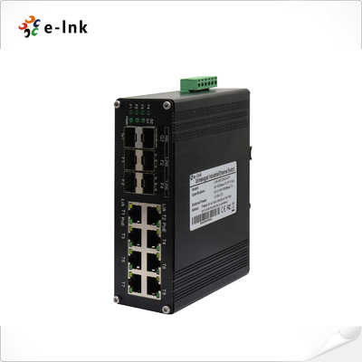 Switch industrial 10/100/1000T 802.3at PoE de 8 portas + 4 portas 1G SFP + 2 portas 10G SFP+ Ethernet
