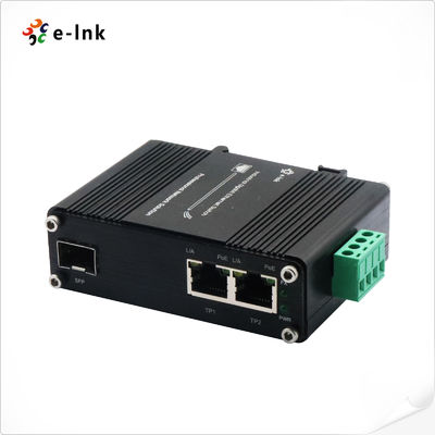 Mini Industrial 1-Port 100/1000X SFP para 2-Port 10/100/1000T 90W PoE++ Media Converter Suporta IEEE802.3af/at PoE+(30W) ou IEEE802.3bt PoE++ (90W)