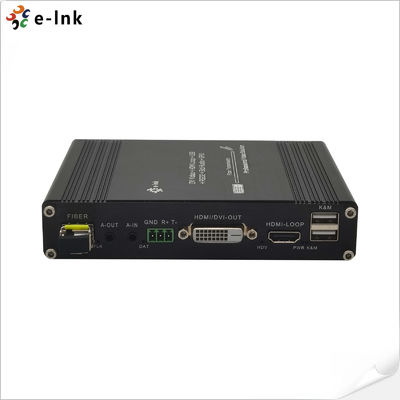 1Ch 1080P DVI + USB KVM + 1Ch RS232 + 1Ch Bidi Stereo Audio + 1Ch GPIO sobre Extensor de Fibra