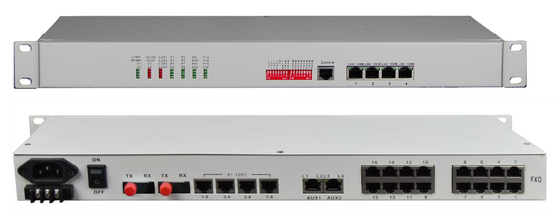8/16-Ch FXO/FXS + 8-Ch E1 + 4-Ch 10/100M ETH + 4Ch Multiplexador de fibras RS232/422/485